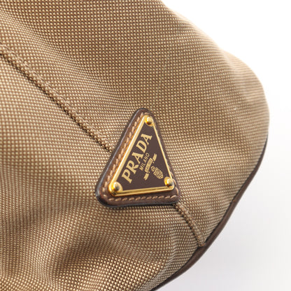 LOGO JACQUARD ロゴジャガード 2WAY ハンドバッグ キャンバス レザー ベージュ ダークブラウン プラダ