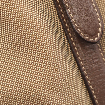 LOGO JACQUARD ロゴジャガード 2WAY ハンドバッグ キャンバス レザー ベージュ ダークブラウン プラダ