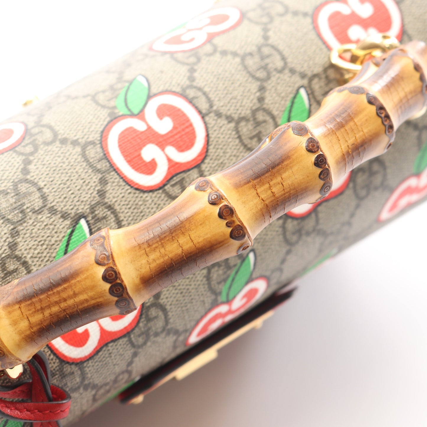 GGアップル スモール バンブー 2WAY ハンドバッグ PVC レザー ベージュ マルチカラー グッチ