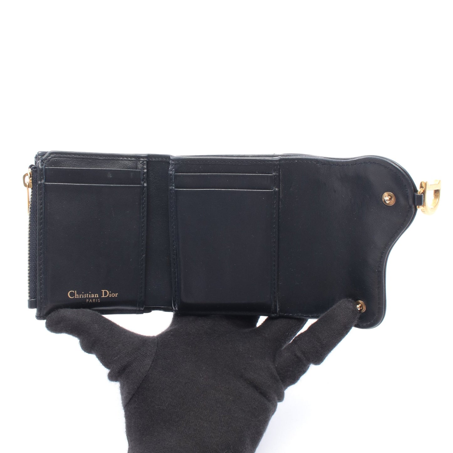 SADDLE サドル オブリーク 三つ折り財布 キャンバス レザー ネイビー ベージュ クリスチャンディオール 財布・小物 Christian Dior