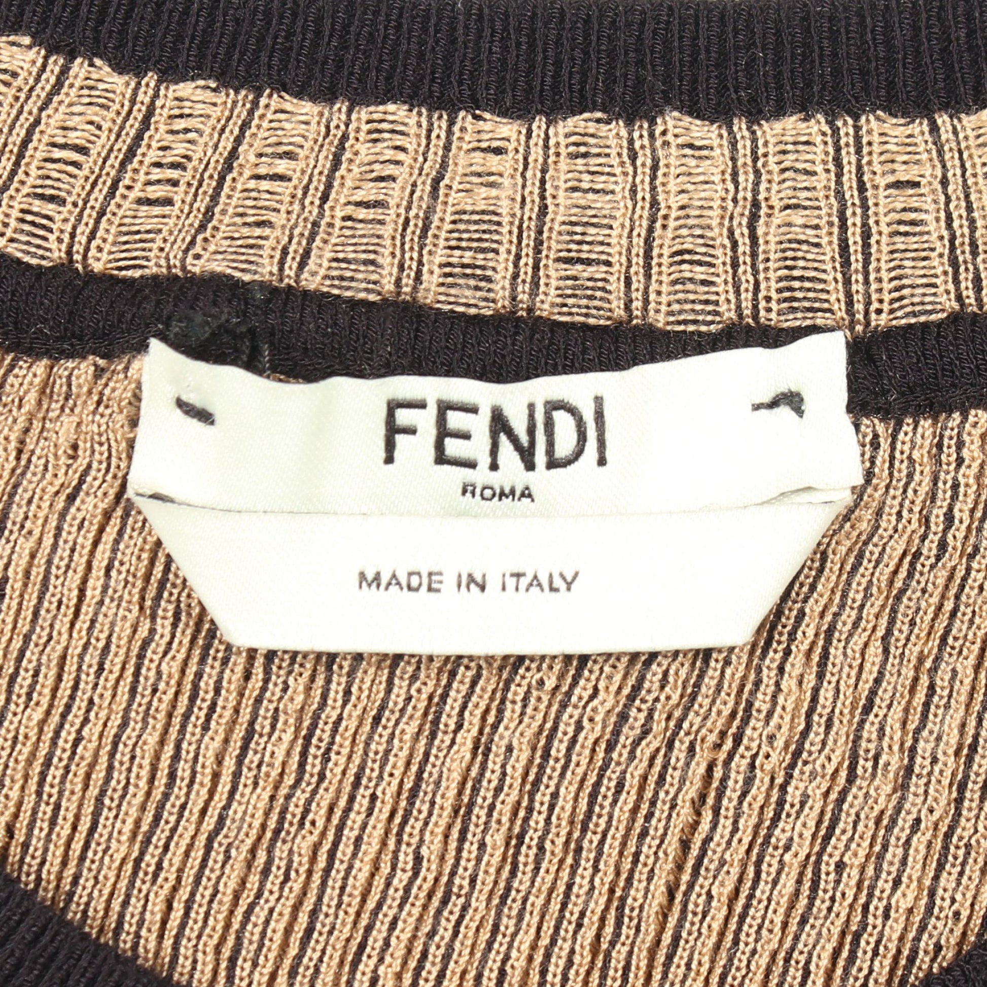 総柄 半袖 リブ ニット レーヨン ブラック ベージュ フェンディ トップス FENDI