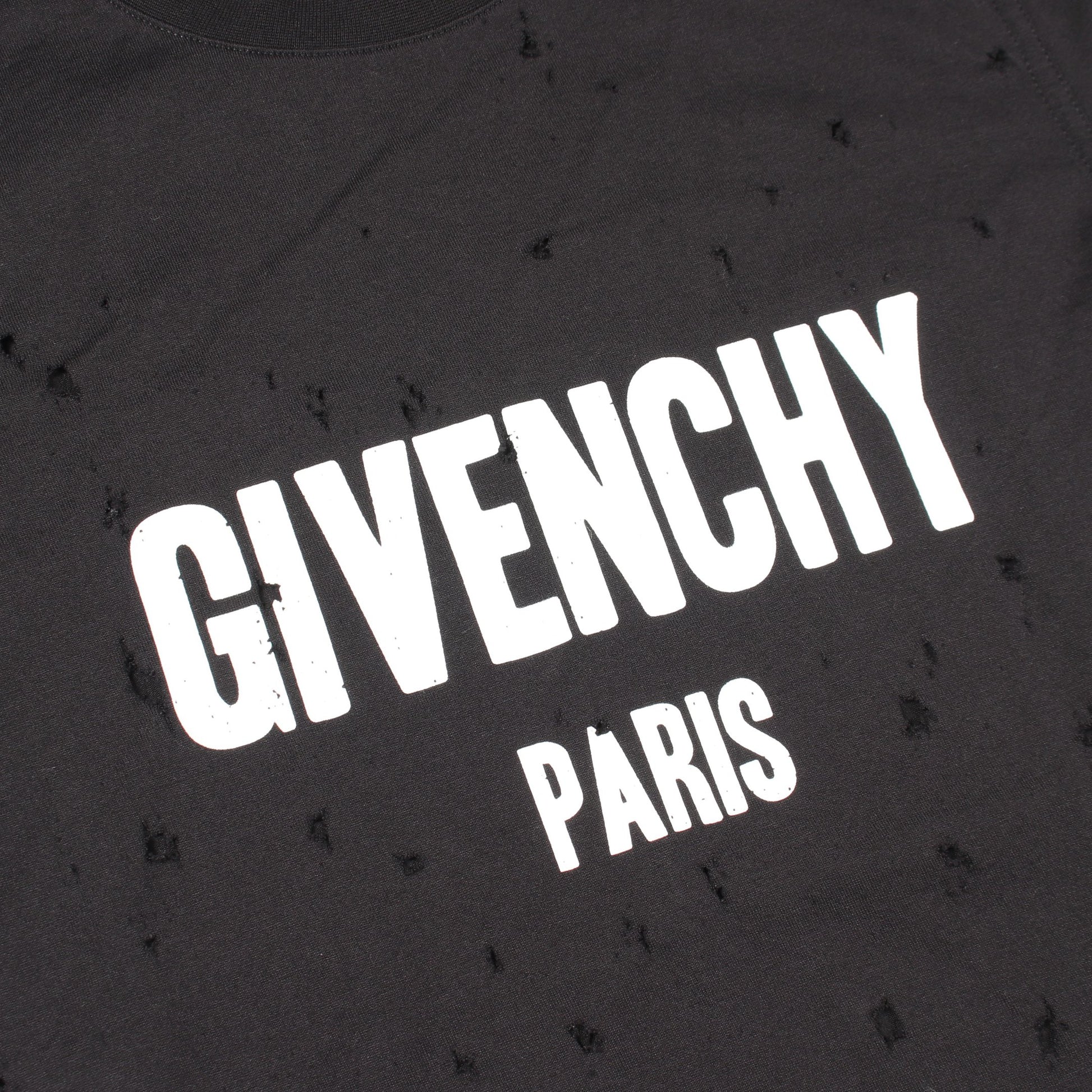 ロゴプリント デストロイ加工 半袖Tシャツ コットン ブラック ジバンシィ トップス GIVENCHY