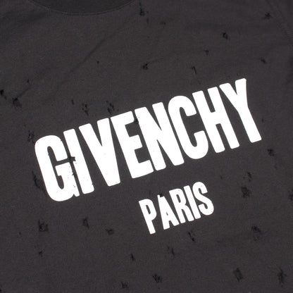 ロゴプリント デストロイ加工 半袖Tシャツ コットン ブラック ジバンシィ トップス GIVENCHY