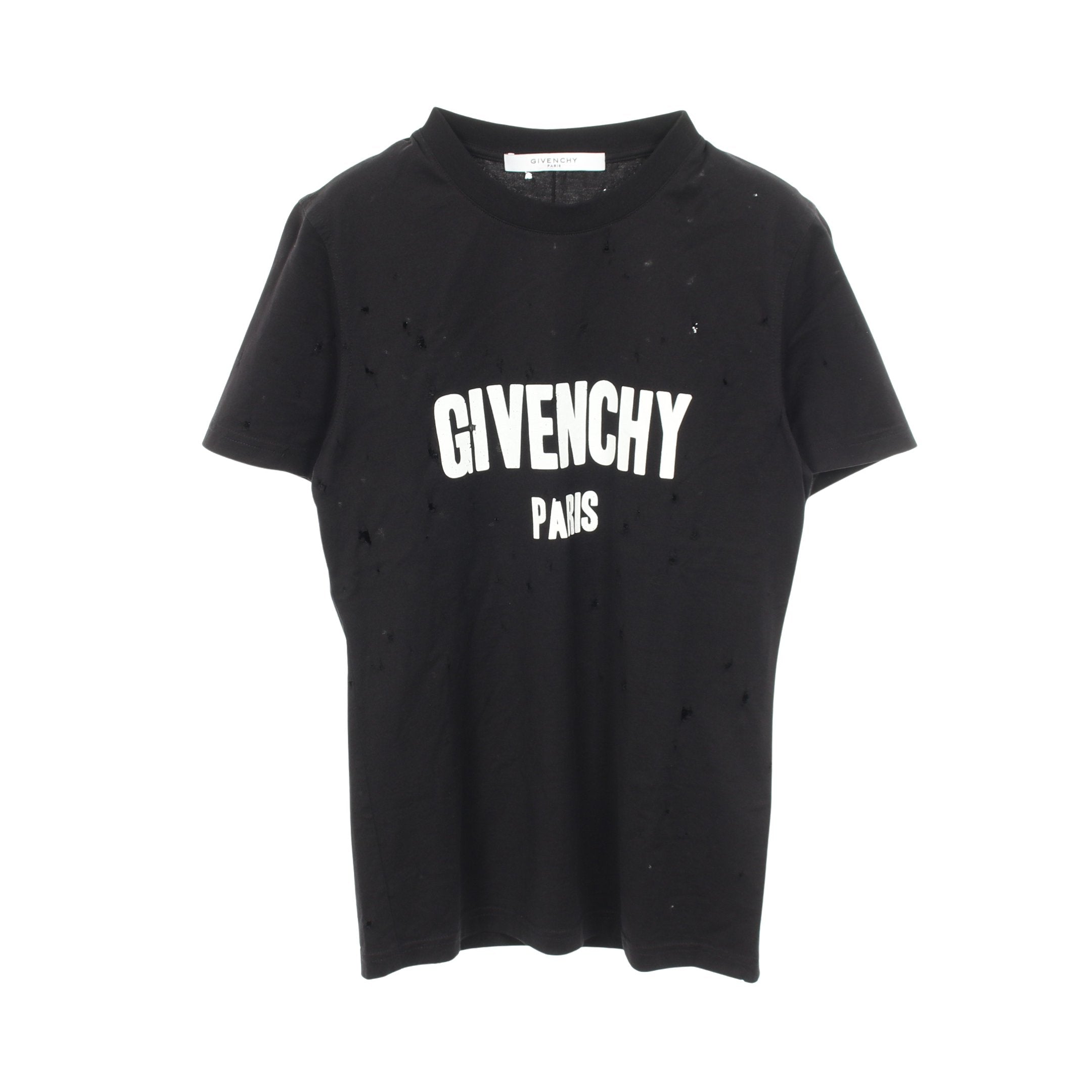 ロゴプリント デストロイ加工 半袖Tシャツ コットン ブラック