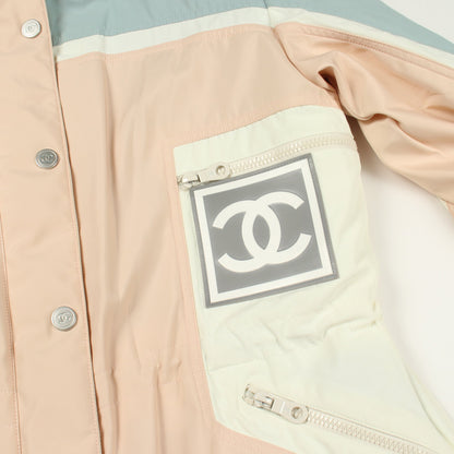 スポーツライン スキーウェア フード付き ジャケット ライトピンク ライトブルー オフホワイト シャネル アウター CHANEL