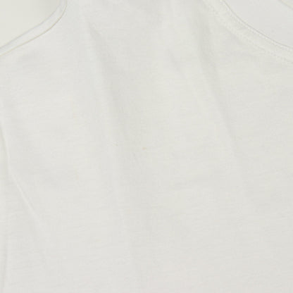 ロゴ 像 刺繍 クルーネック 半袖Tシャツ コットン ホワイト エルメス
