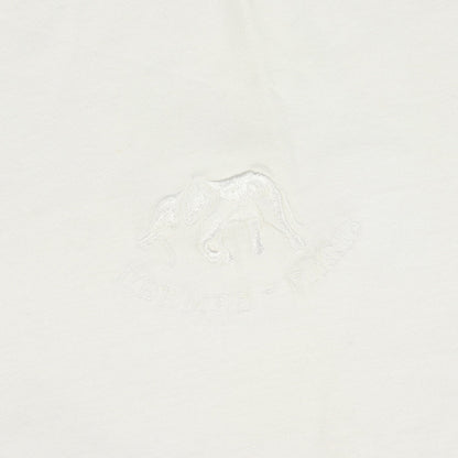 ロゴ 像 刺繍 クルーネック 半袖Tシャツ コットン ホワイト エルメス