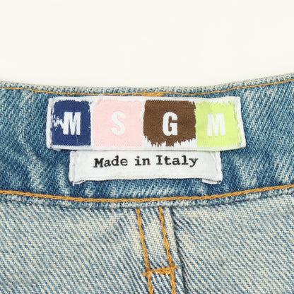 バックロゴ ダメージ加工 デニムスカート コットン ライトブルー エムエスジーエム ボトムス MSGM