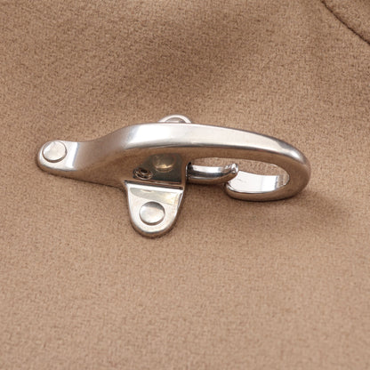 ストレート ジャケット ウール レザー ベージュ ダークブラウン エルメス アウター HERMES