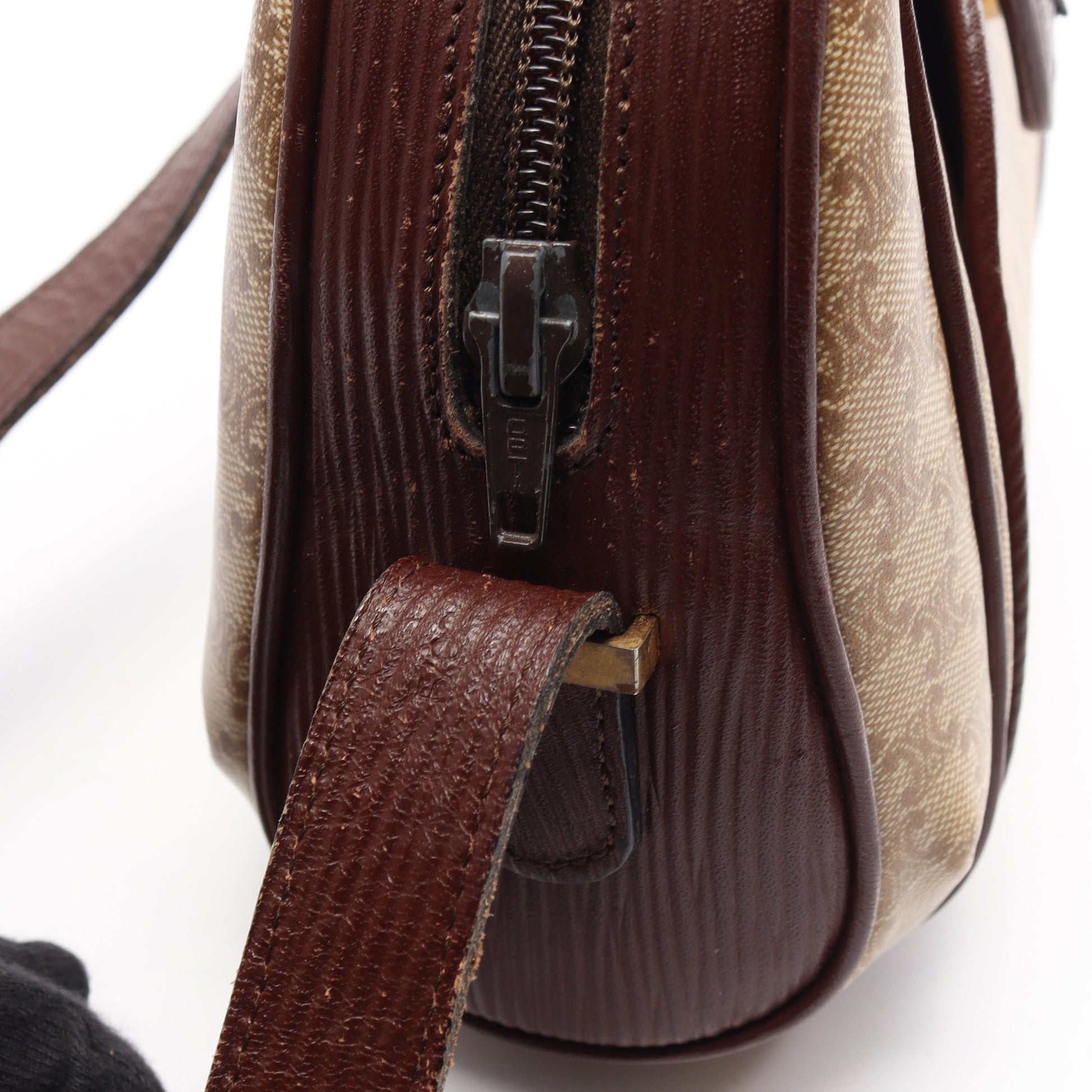 マカダム ショルダーバッグ PVC レザー ベージュ ブラウン セリーヌ バッグ CELINE