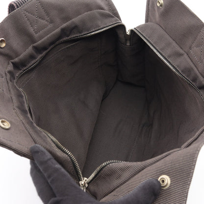 エールラインMM ハンドバッグ トートバッグ ナイロンキャンバス グレー シルバー金具 エルメス