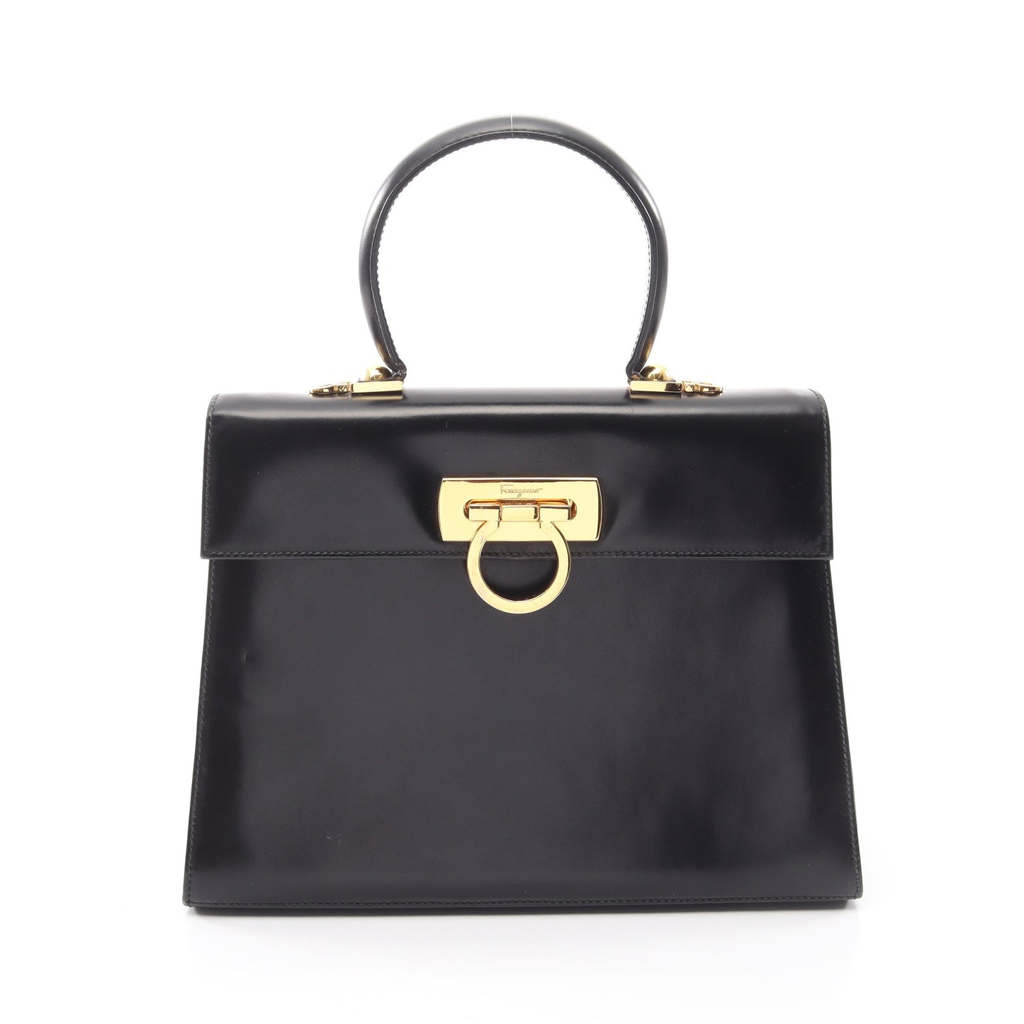 ガンチーニ ハンドバッグ レザー ブラック サルヴァトーレフェラガモ バッグ Salvatore Ferragamo