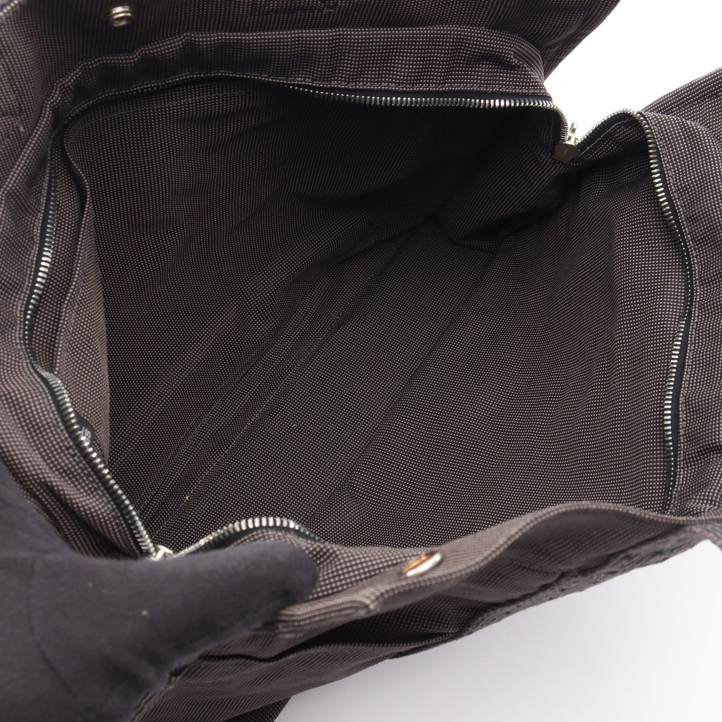 エールラインMM ハンドバッグ トートバッグ ナイロンキャンバス グレー シルバー金具 エルメス