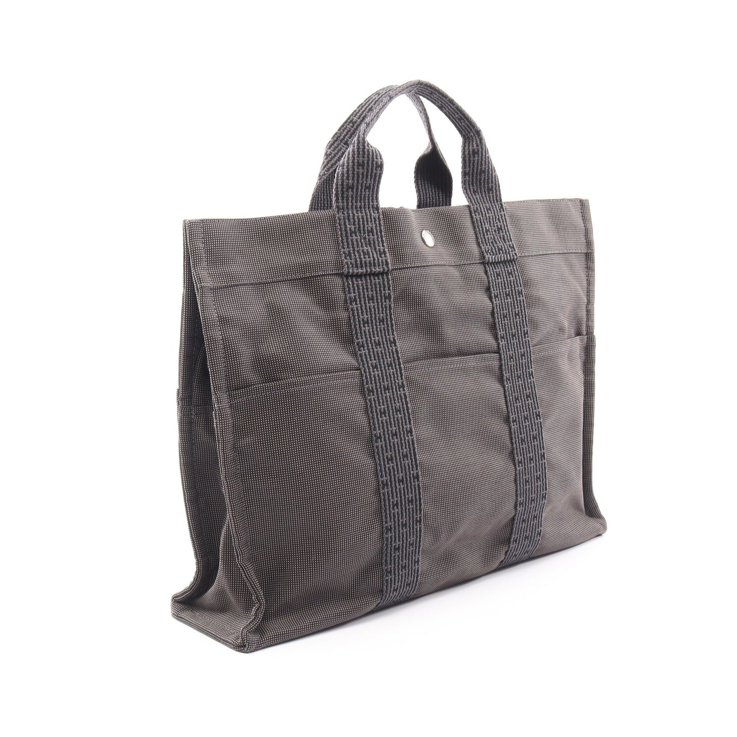 エールラインMM ハンドバッグ トートバッグ ナイロンキャンバス グレー シルバー金具 エルメス バッグ HERMES