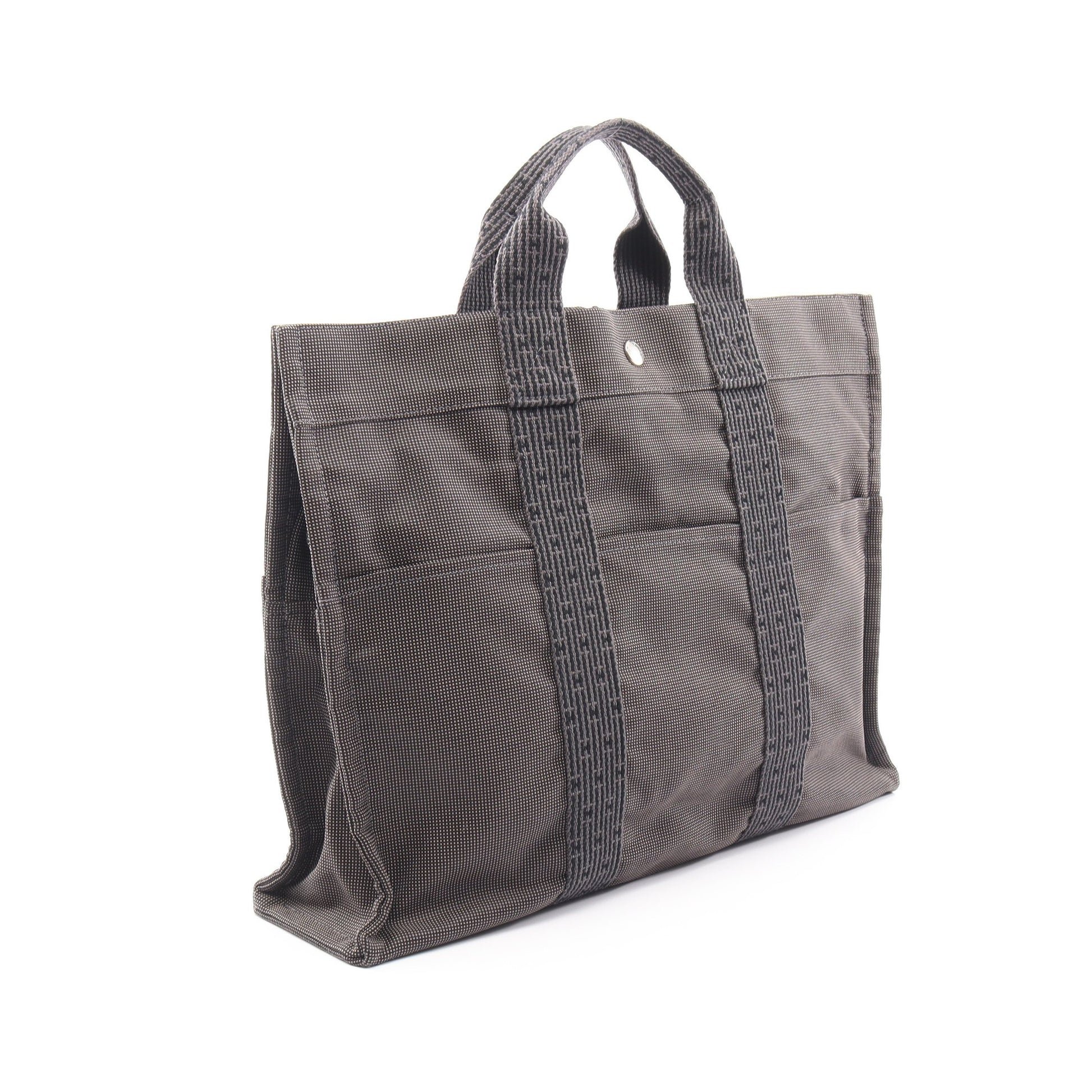 エールラインMM ハンドバッグ トートバッグ ナイロンキャンバス グレー シルバー金具 エルメス バッグ HERMES