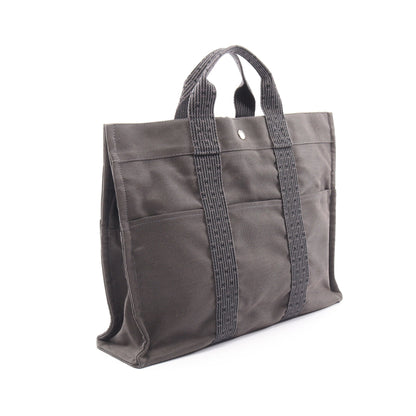 エールラインMM ハンドバッグ トートバッグ ナイロンキャンバス グレー シルバー金具 エルメス バッグ HERMES