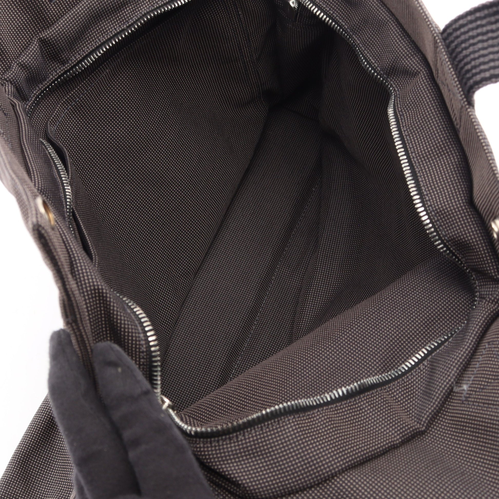 エールラインMM ハンドバッグ トートバッグ ナイロンキャンバス グレー シルバー金具 エルメス バッグ HERMES