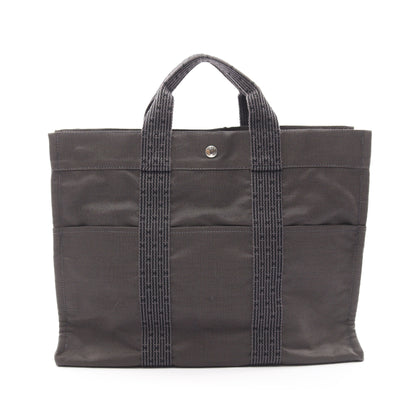 エールラインMM ハンドバッグ トートバッグ ナイロンキャンバス グレー シルバー金具 エルメス バッグ HERMES