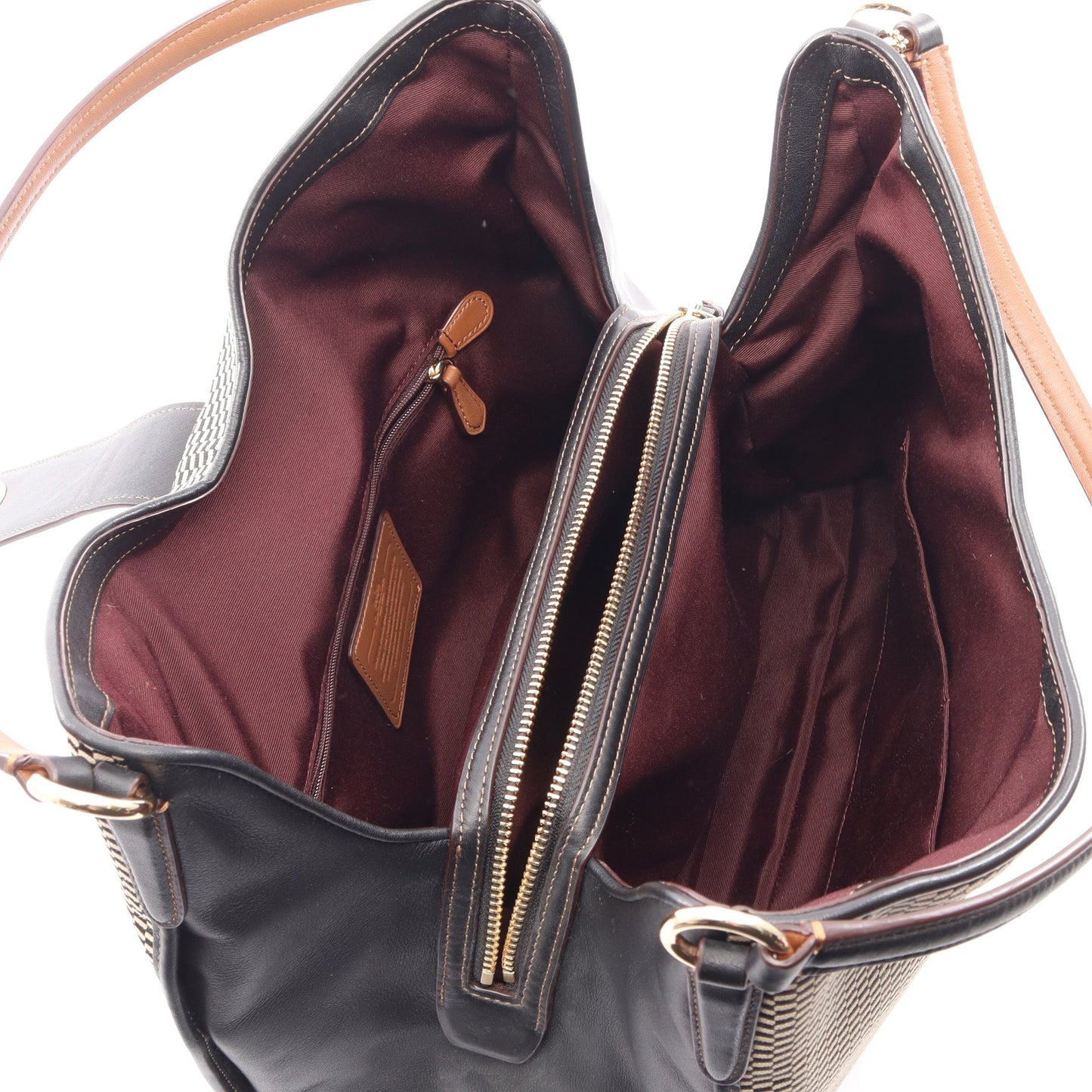 マディソン エクスプローデッド レップス カーライル ショルダーバッグ キャンバス レザー ダークブラウン ベージュ コーチ バッグ COACH