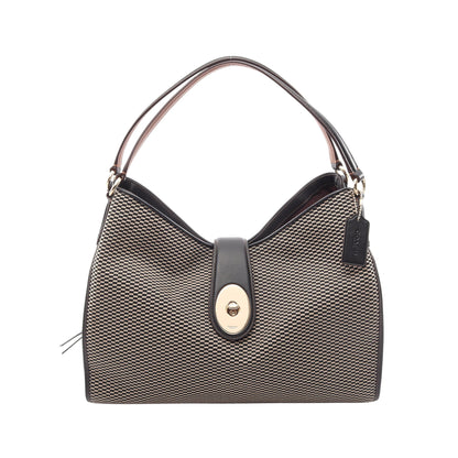 マディソン エクスプローデッド レップス カーライル ショルダーバッグ キャンバス レザー ダークブラウン ベージュ コーチ バッグ COACH