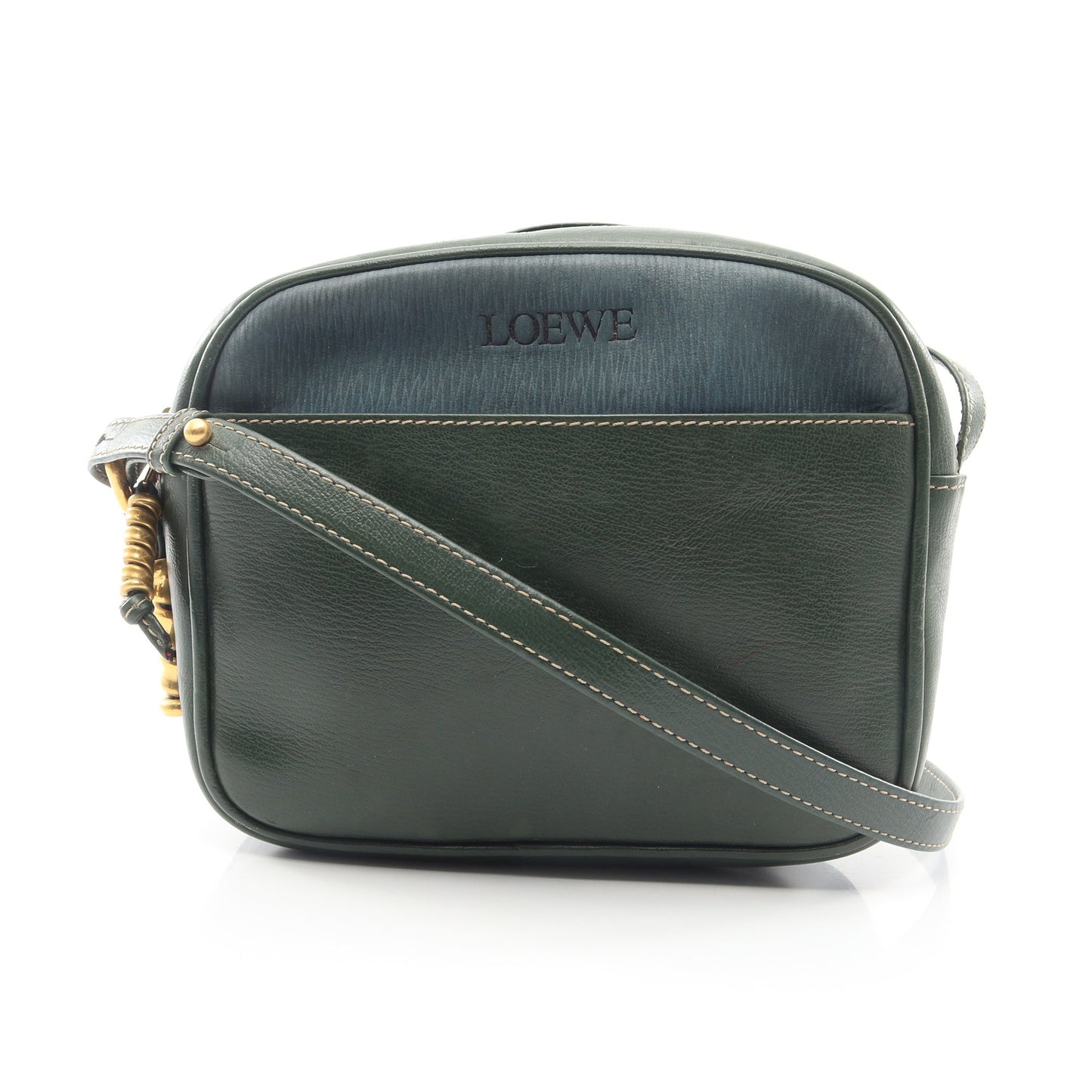 ベラスケス ショルダーバッグ レザー ヌバック グリーン ブルー ロエベ バッグ LOEWE