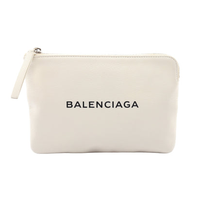 エブリデイポーチ クラッチバッグ レザー ホワイト バレンシアガ バッグ BALENCIAGA