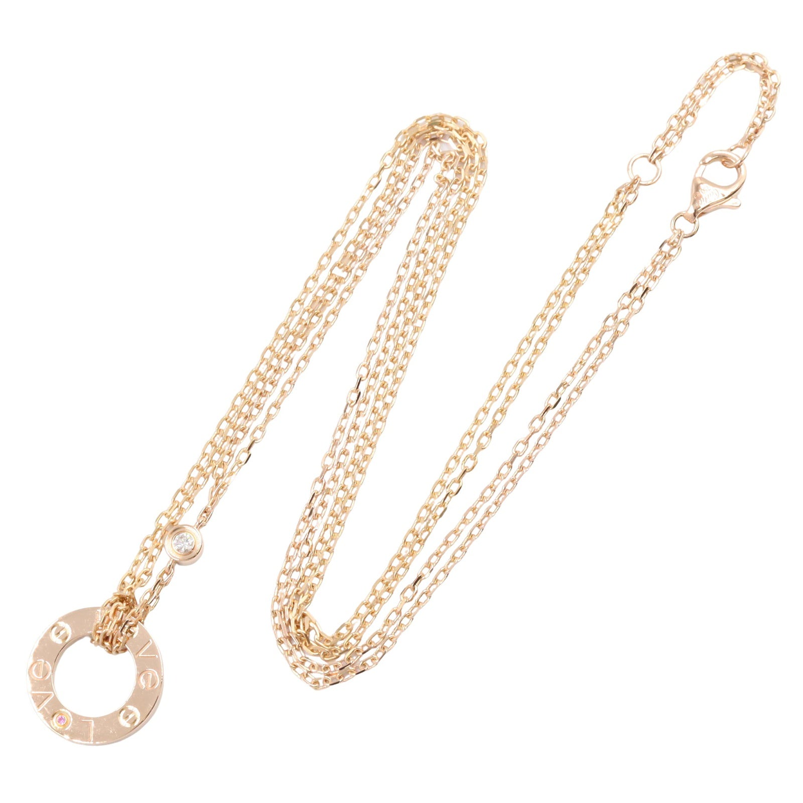 ラブサークル ネックレス 2PD ネックレス K18PG ダイヤモンド ピンクゴールド クリア ピンク カルティエ アクセサリー Cartier