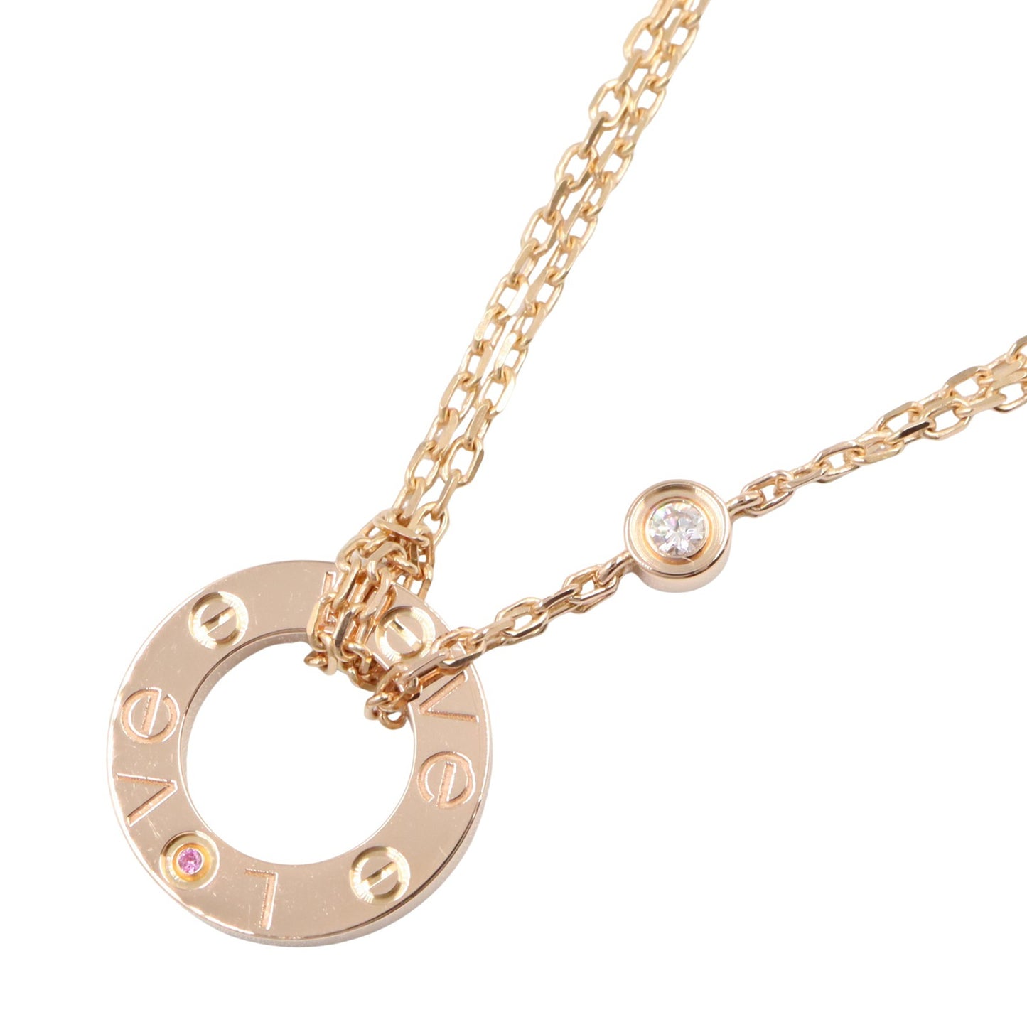 ラブサークル ネックレス 2PD ネックレス K18PG ダイヤモンド ピンクゴールド クリア ピンク カルティエ アクセサリー Cartier