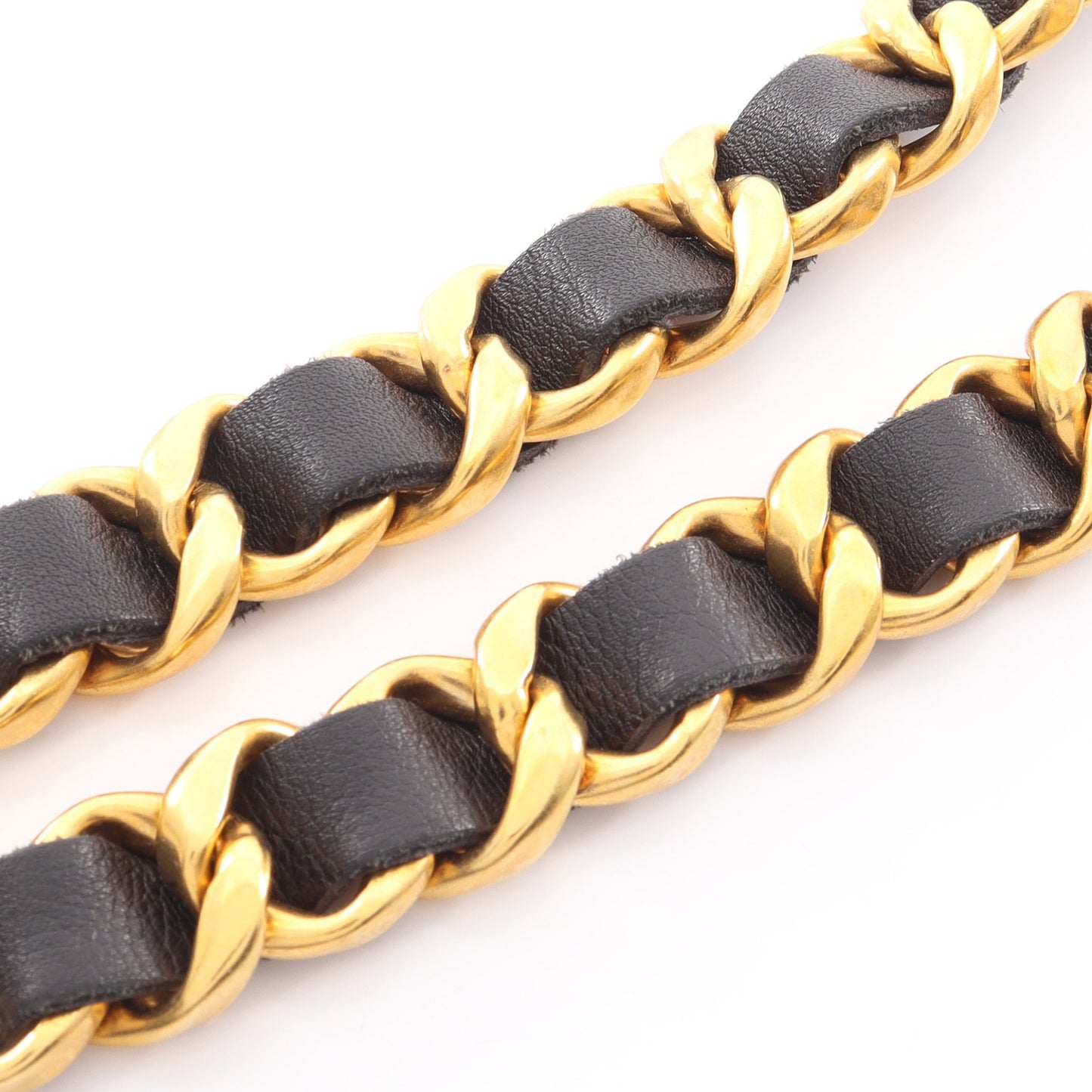 ロゴ チェーン ベルト レザー ゴールド ブラック ゴールド金具 96P シャネル