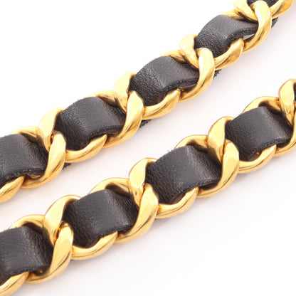 ロゴ チェーン ベルト レザー ゴールド ブラック ゴールド金具 96P シャネル