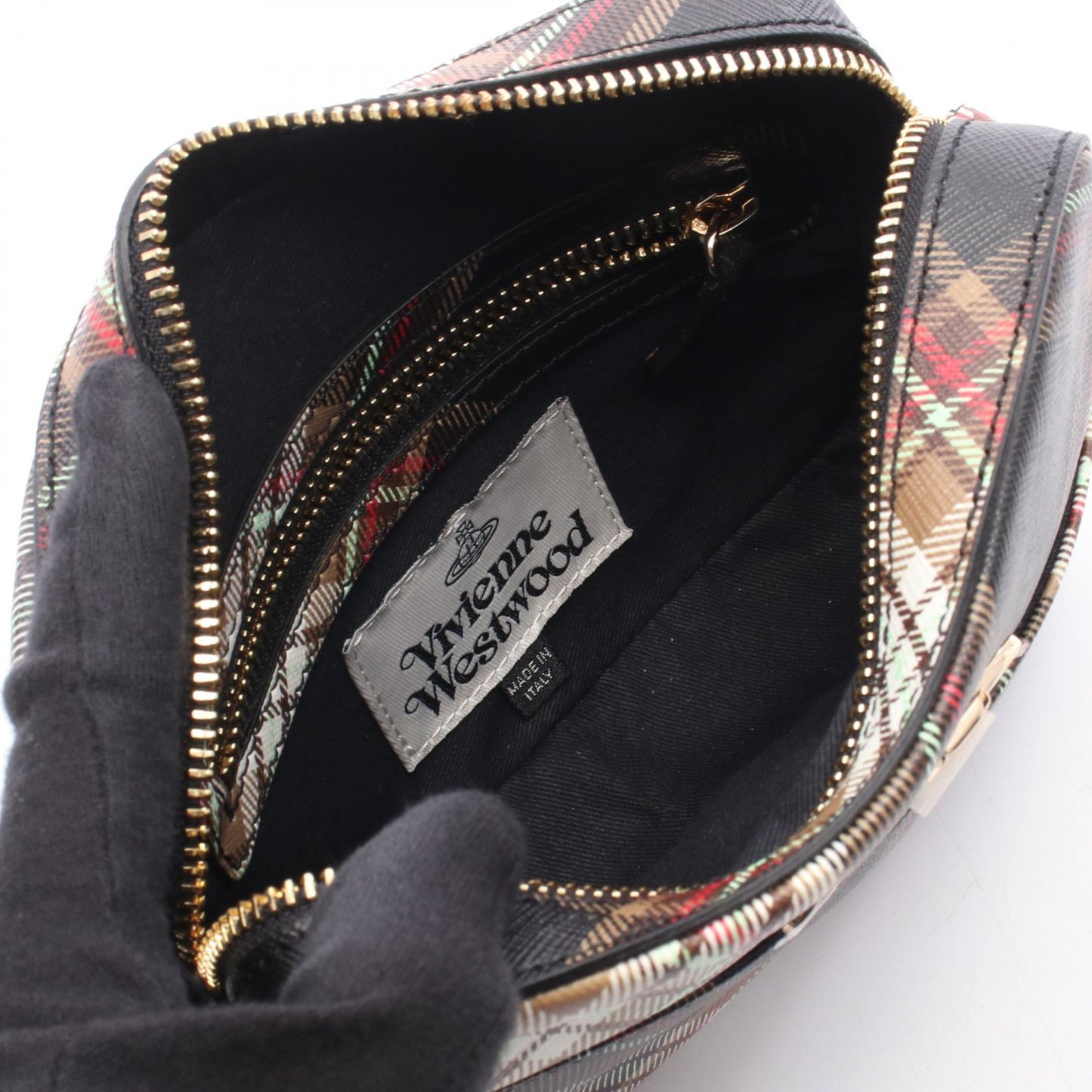TARTAN CAMERA BAG ショルダーバッグ その他 フェイクレザー ブラウン ブラック マルチカラー ヴィヴィアンウエストウッド