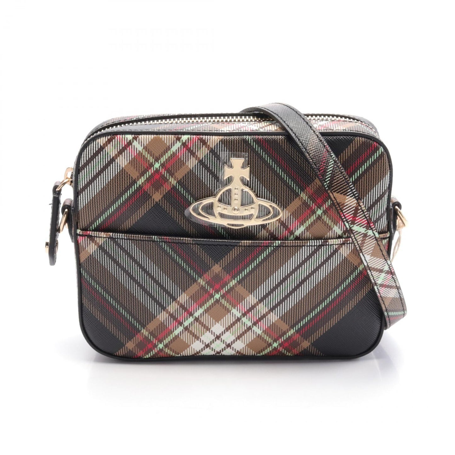 TARTAN CAMERA BAG ショルダーバッグ その他 フェイクレザー ブラウン ブラック マルチカラー ヴィヴィアンウエストウッド