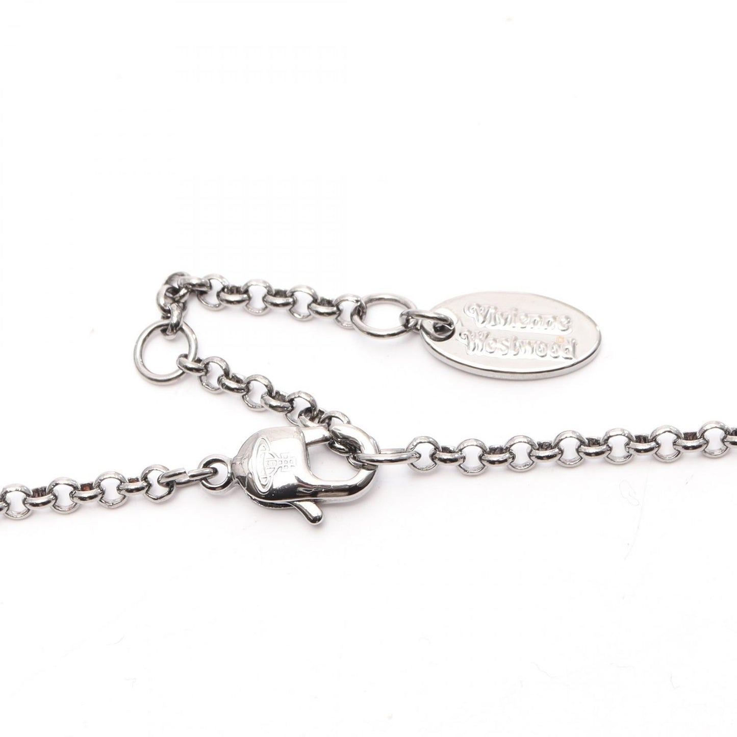 MINI BAS RELIEF PENDANT ネックレス ステンレススチール ラインストーン シルバー クリア ヴィヴィアンウエストウッド