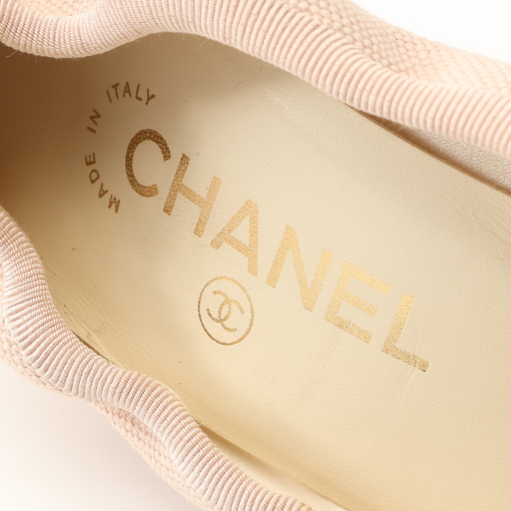 ココマーク リボン パンプス キャンバス レザー ピンクベージュ アイボリー シャネル シューズ CHANEL