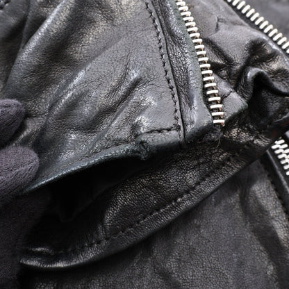 キッズ クリティンレザー ダブル ライダースジャケット シープレザー ブラック クロムハーツ