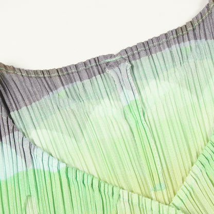 プリーツ ウェーブグラデーション スカロップカット カーディガン ライトグリーン マルチカラー プリーツプリーズ トップス PLEATS PLEASE