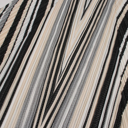 プリーツ ストライプ Vネック ノースリーブ ワンピース コットン ブラック ベージュ マルチカラー プリーツプリーズ ワンピース PLEATS PLEASE