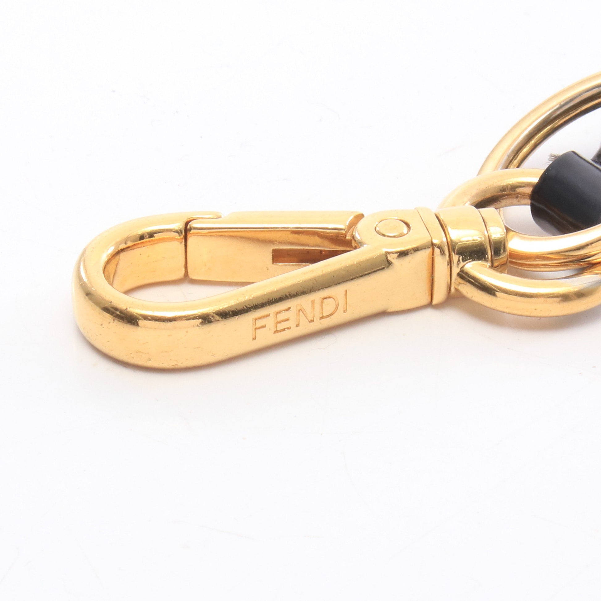 オーロック バッグチャーム キーホルダー GP レザー ゴールド ブラック フェンディ 財布・小物 FENDI