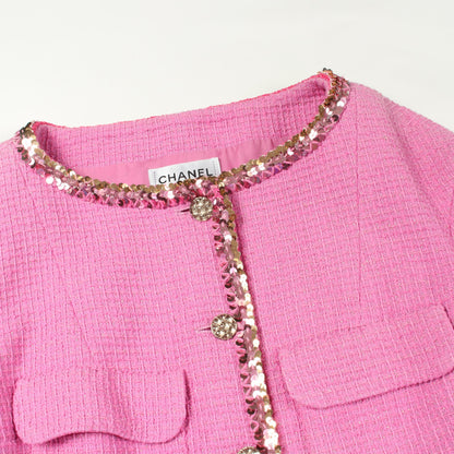 ココマークボタン ツイード ワンピース コットン ピンク シャネル ワンピース CHANEL