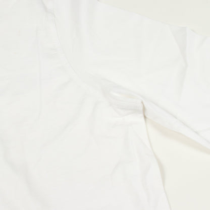 H刺繍 クルーネック 長袖Tシャツ コットン ホワイト エルメス トップス HERMES