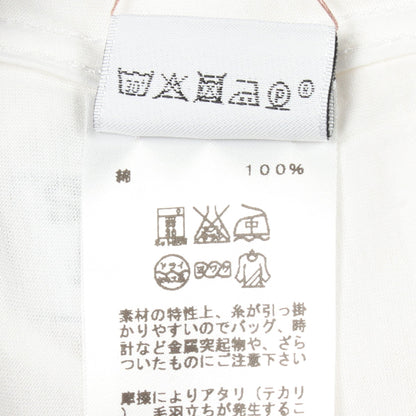 H刺繍 クルーネック 長袖Tシャツ コットン ホワイト エルメス トップス HERMES