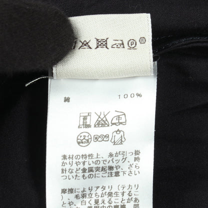 H刺繍 クルーネック 長袖Tシャツ コットン ブラック エルメス