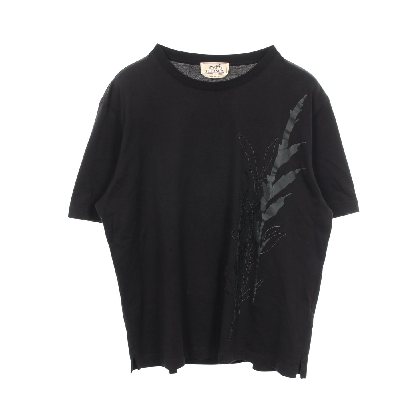 ハーバリウム 半袖Tシャツ コットン ブラック エルメス