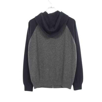 ニット ジップアップパーカー カシミヤ グレー ネイビー エルメス