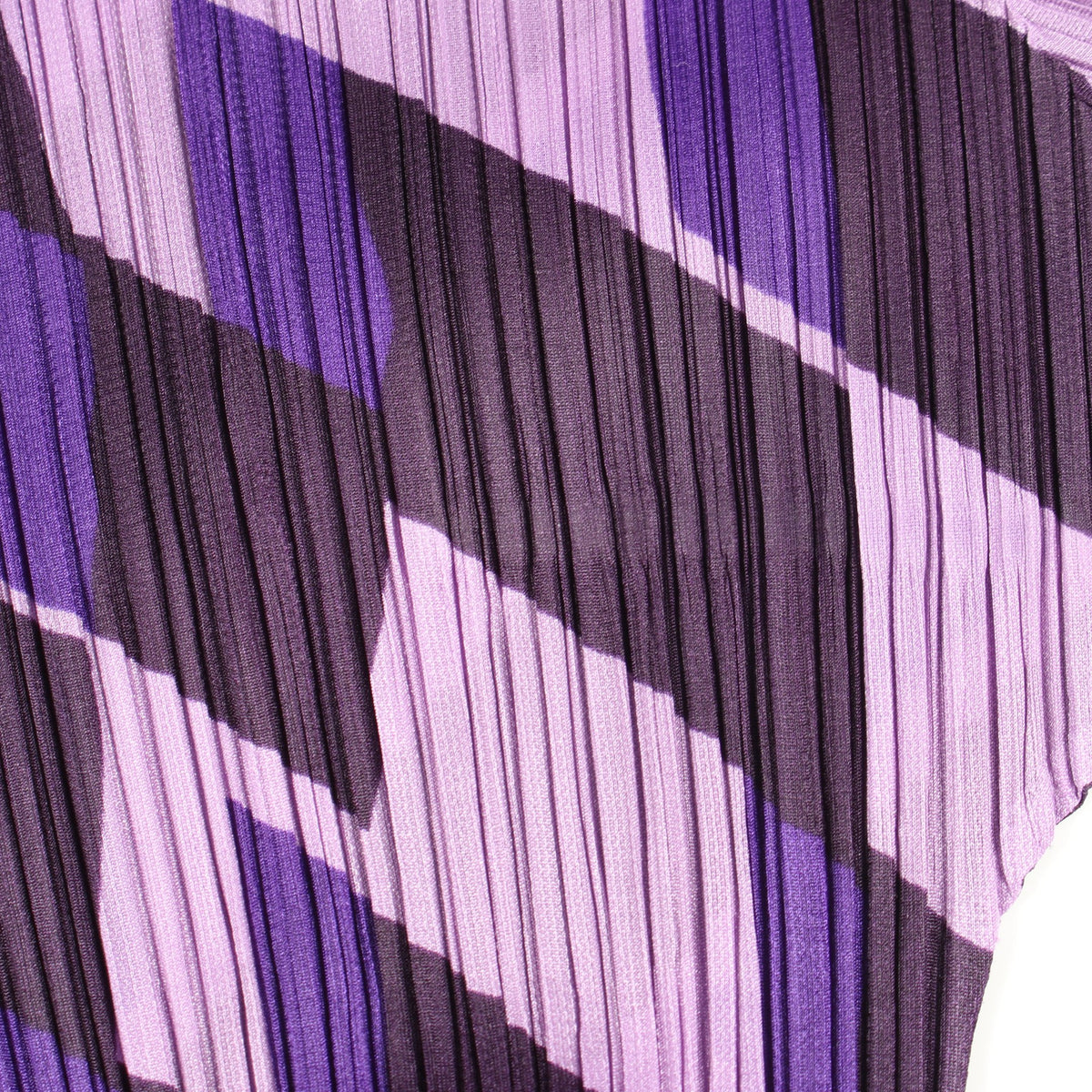 プリーツ ボトルネック 半袖 総柄 ワンピース ライトパープル ダークパープル パープル プリーツプリーズ ワンピース PLEATS PLEASE