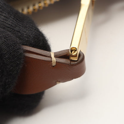 CANNETTE’ RIGHE ストライプ ハンドバッグ キャンバス レザー ホワイト ネイビー ブラウン ミュウミュウ