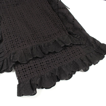 Lace Patch Rompers サロペット オールインワン コットン ブラック メゾンスペシャル