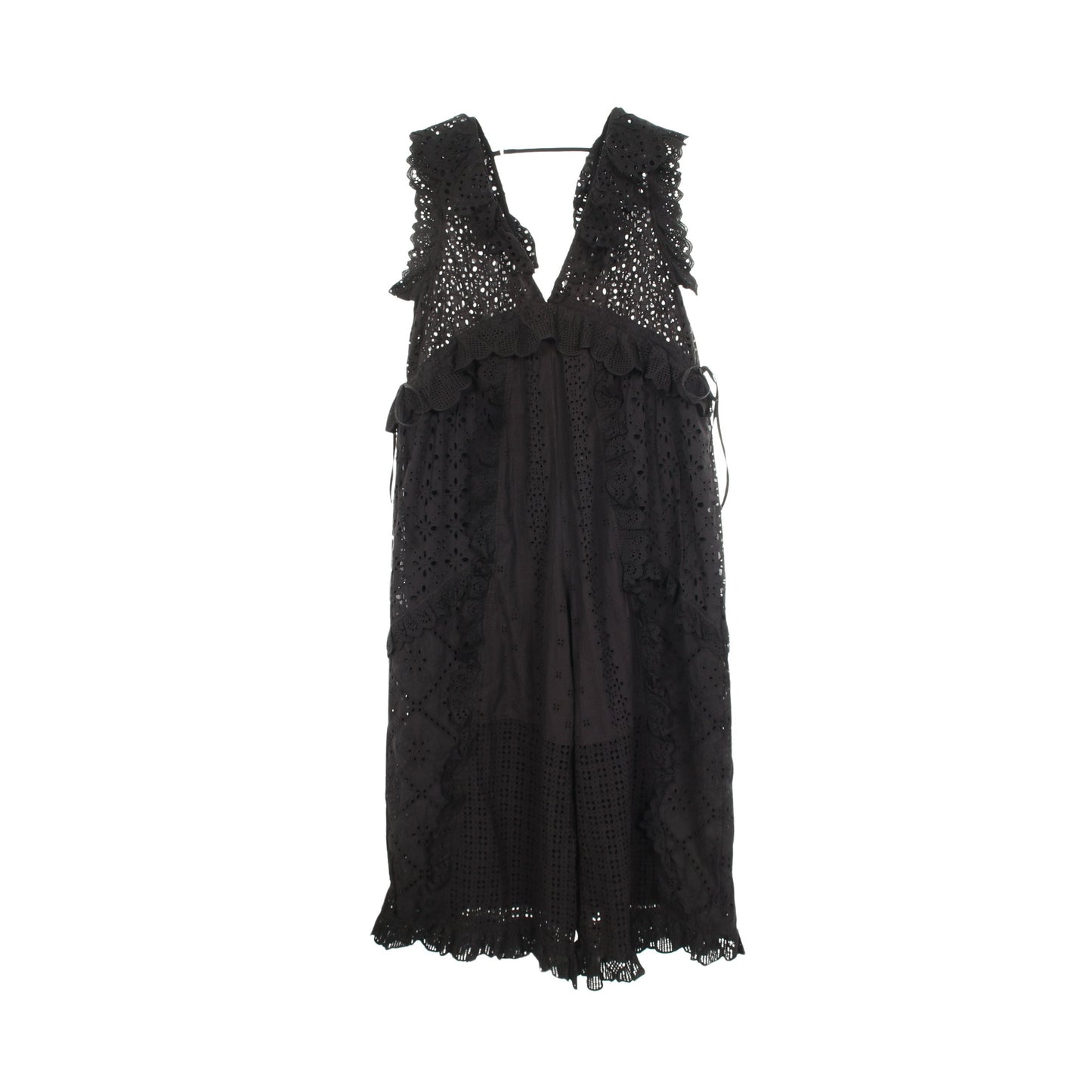 Lace Patch Rompers サロペット オールインワン コットン ブラック メゾンスペシャル