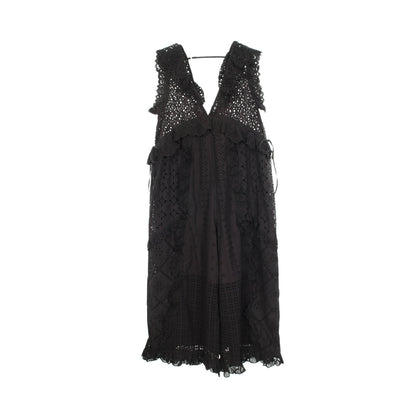 Lace Patch Rompers サロペット オールインワン コットン ブラック メゾンスペシャル