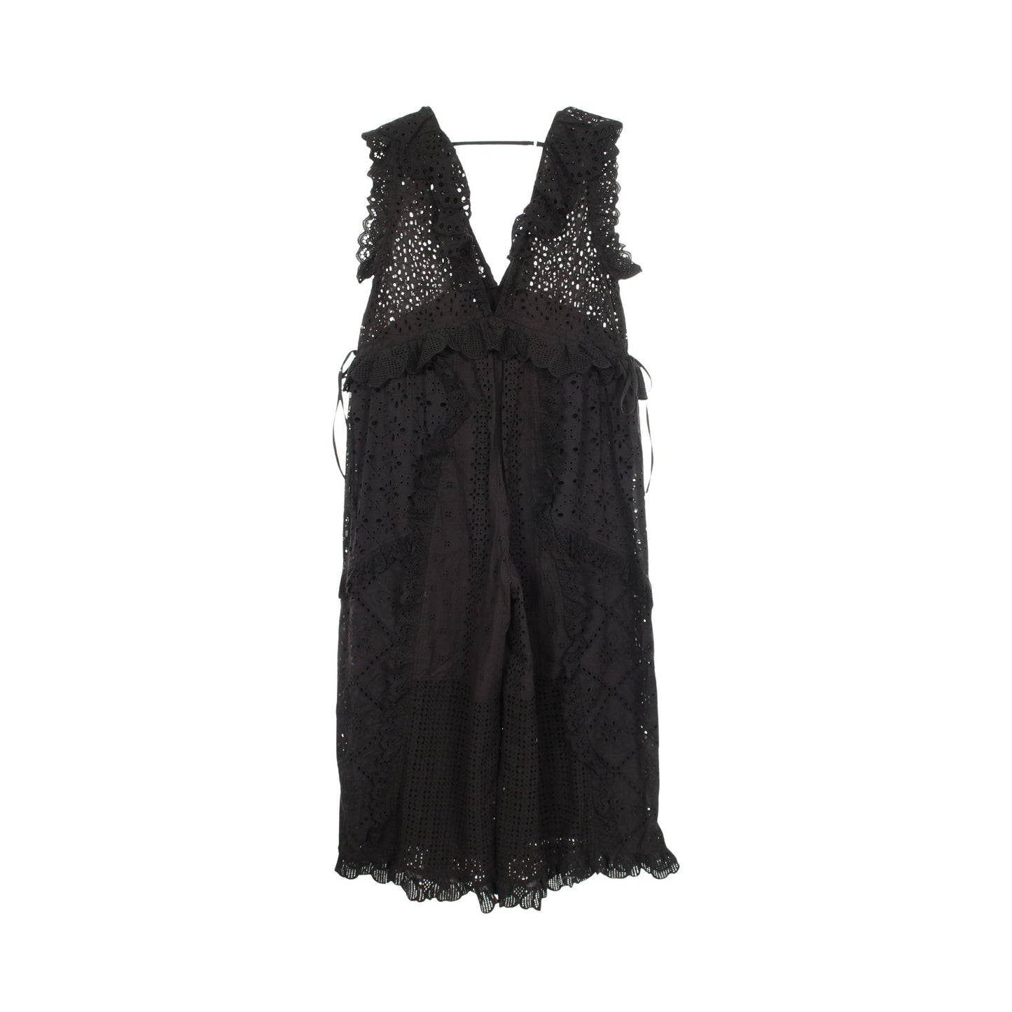 Lace Patch Rompers サロペット オールインワン コットン ブラック メゾンスペシャル